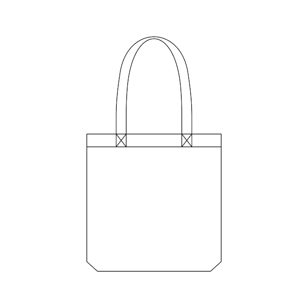 Modello tote bag illustrazione vettoriale design piatto contorno collezione di abbigliamento