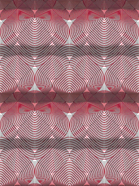 Modello vettoriale continuo con linee grafiche, sfondo astratto decorativo con forme sovrapposte. Sfondo trasparente senza cuciture ornamentale colorato, può essere utilizzato per il design.