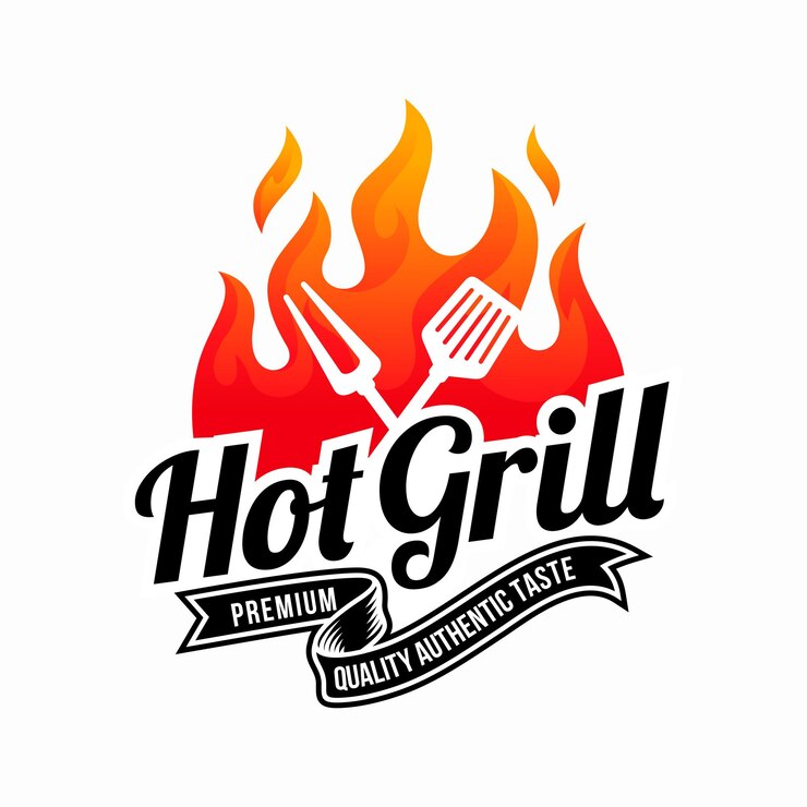 modello vettoriale del logo del barbecue alla griglia vintage
