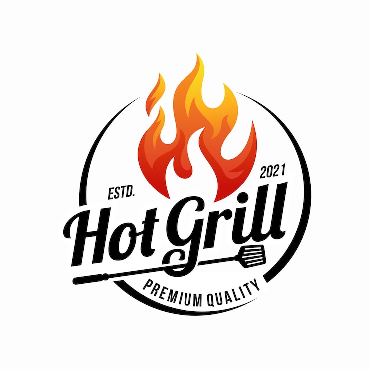 modello vettoriale del logo del barbecue alla griglia vintage
