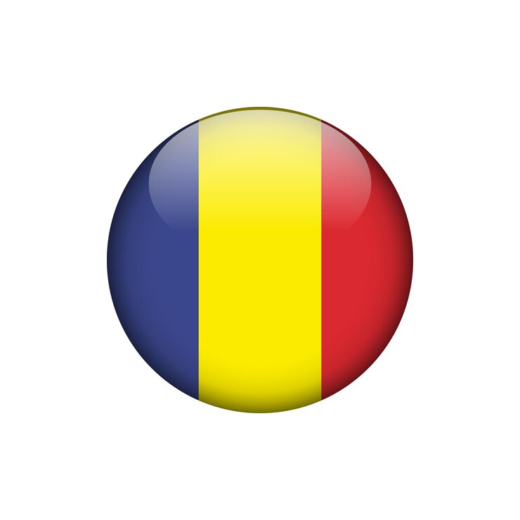 Vettore modello vettoriale del pulsante del cerchio della bandiera della romania