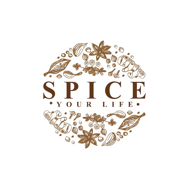 Modello vettoriale del tipo di logo delle spezie