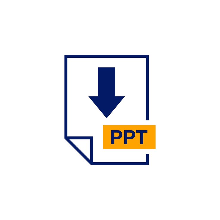 Vettore modello vettoriale dell'icona di download del documento ppt
