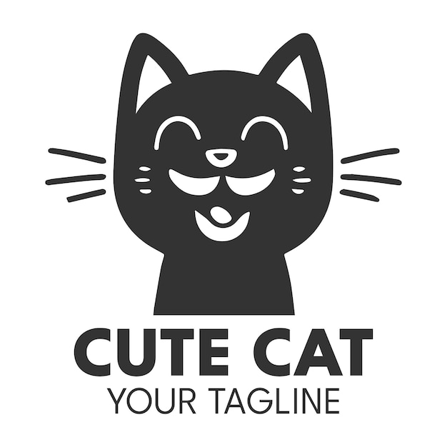 Modello vettoriale di disegno del logo del gatto carino