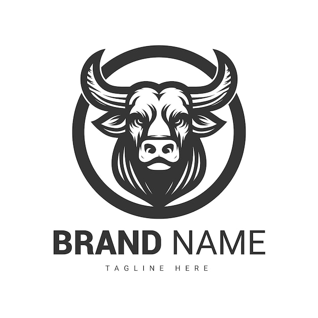 Modello vettoriale di progettazione del logo a testa di toro minimalista