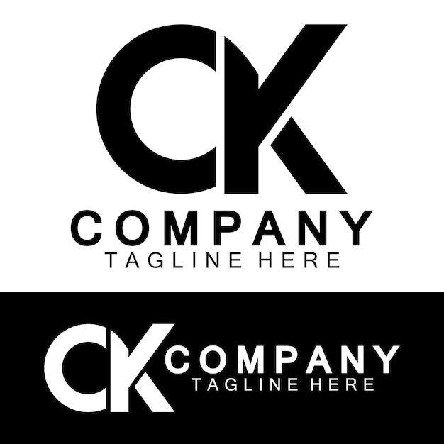 Modello vettoriale di progettazione del logo della lettera iniziale CK