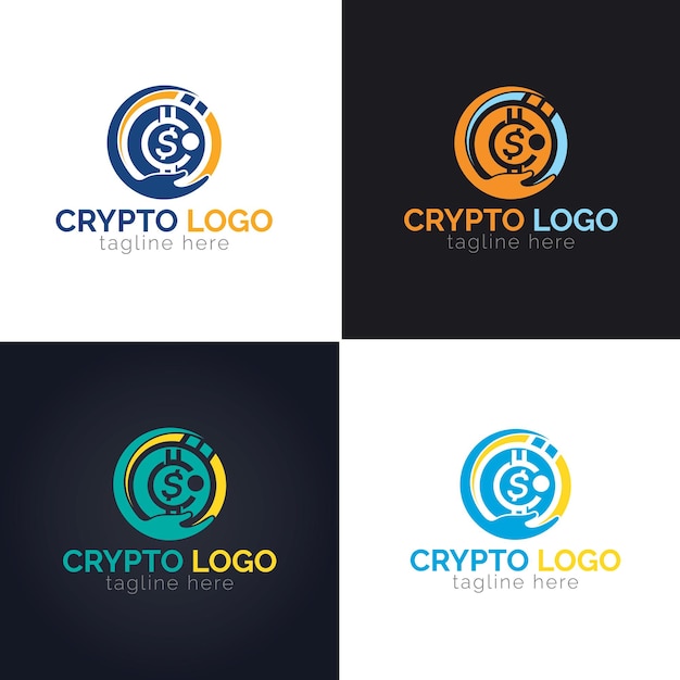 Modello vettoriale di progettazione del logo di criptovaluta o monete crittografiche