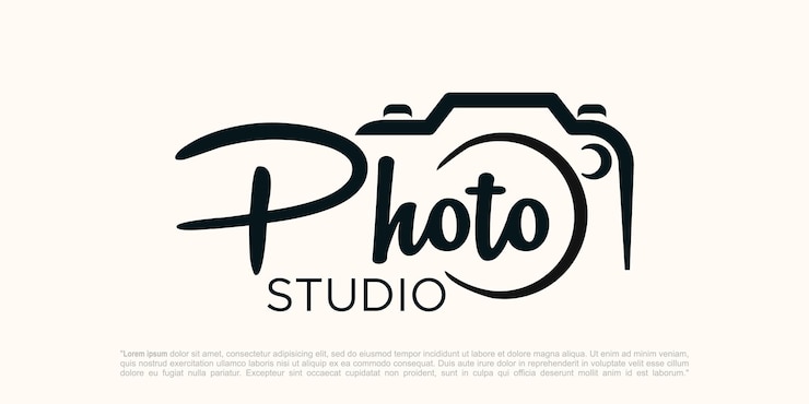 Modello vettoriale di progettazione di logo di fotografia in studio creativo