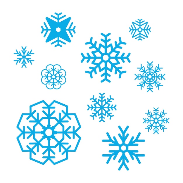 modello vettoriale di set invernale di fiocchi di neve