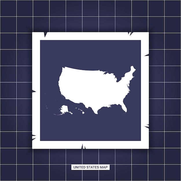Modello vettoriale Mappa degli Stati Uniti su una cornice per foto