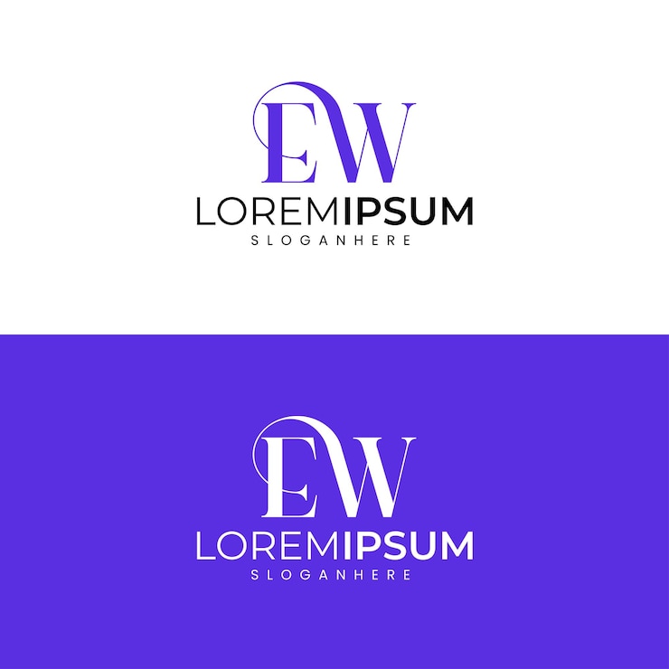 Vettore modello vettoriale moderno e minimalista iniziale con logo ew letter
