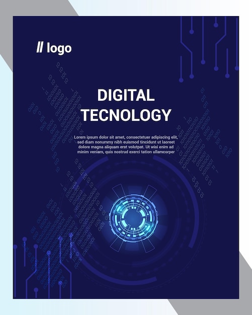 Modello vettoriale per brochure o copertina con sfondo di elementi hitech
