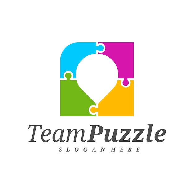 Modello vettoriale per il disegno del logo Point Puzzle Etichetta vettoriale dell'illustrazione del puzzle Concetto di design delle icone creative