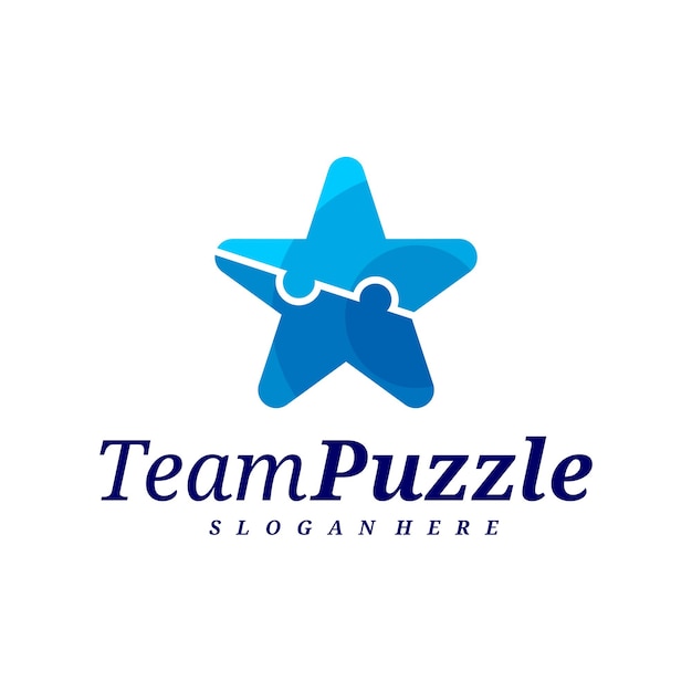 Modello vettoriale per il disegno del logo Star Puzzle Etichetta vettoriale dell'illustrazione del puzzle Concetto di design delle icone creative