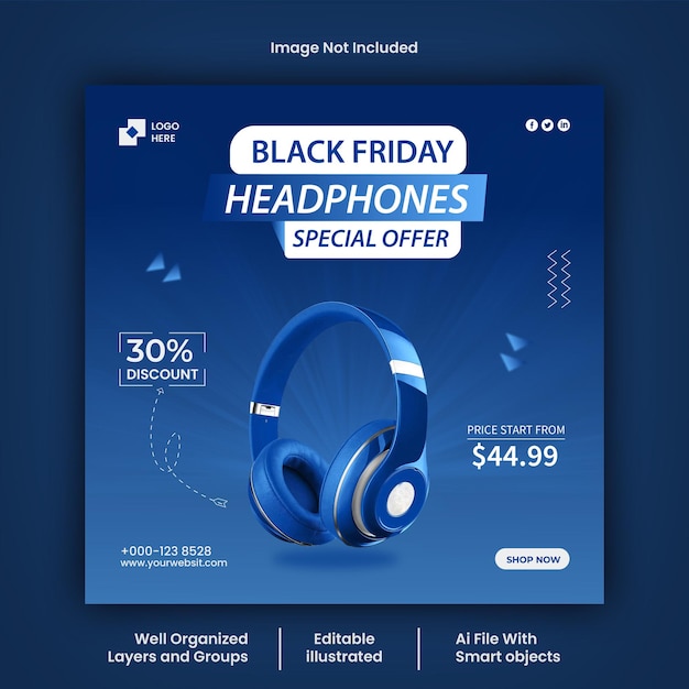 Modello vettoriale per la progettazione dei post sui social media del Black Friday