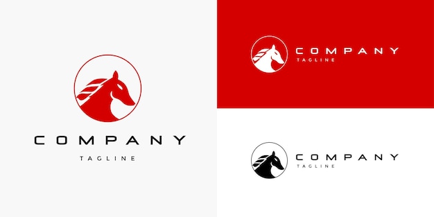 Modello vettoriale semplice e minimalista per il design del logo del cavallo per il business del marchio