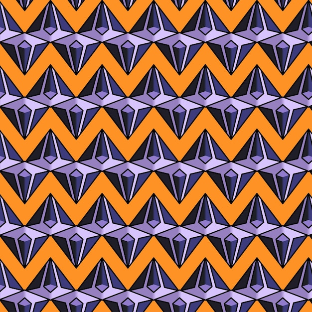 Modello vettoriale senza cuciture Sfondo geometrico nero e arancione con elementi tribali decorativi disegnati a mano Stampa con motivi tradizionali folk etnici