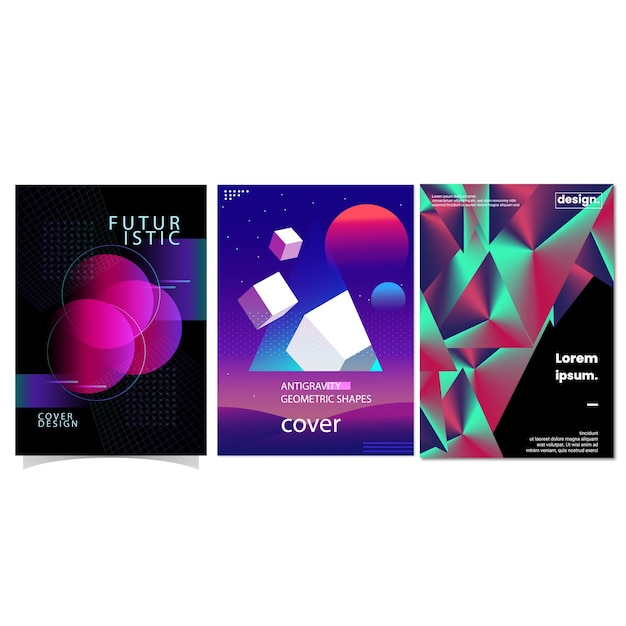 Modern abstract covers set minimal covers design Colorful geometric background vector illustratio