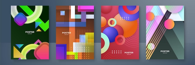 Modern abstract covers set minimal covers design Colorful geometric background vector illustration