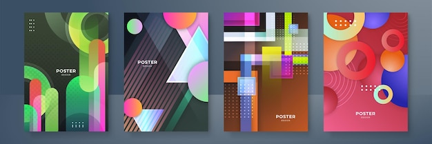 Modern abstract covers set minimal covers design Colorful geometric background vector illustration