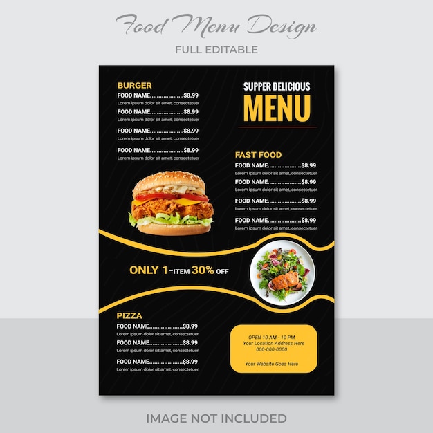 Modern Premium Restaurant Food Menu Design Creative Corporate Eye Catching Black amp Red Food Menu