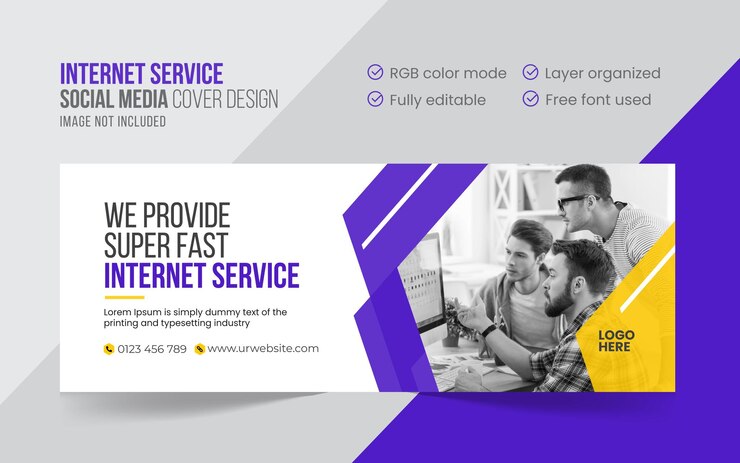 Moderna copertina di social media internet a banda larga creativa o modello di progettazione di banner web
