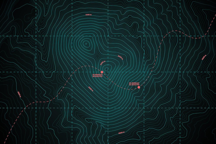 Vettore moderna dettagliata interfaccia utente digitale mappa topografica vettore astratto sfondo turchese