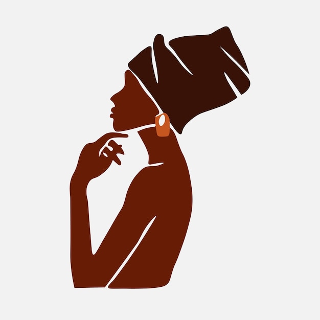 Moderna giovane donna africana in elegante linea in stile arte vettoriale