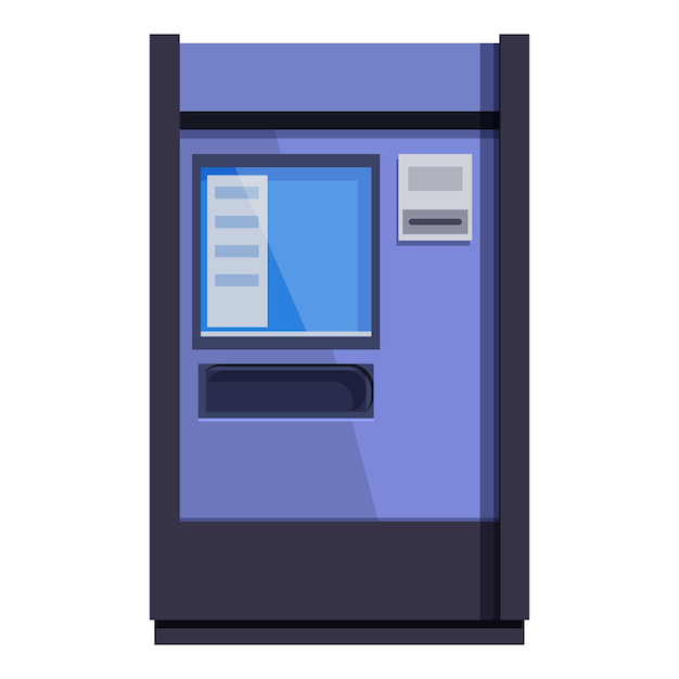 Moderna macchina ATM che visualizza l'interfaccia del sistema operativo