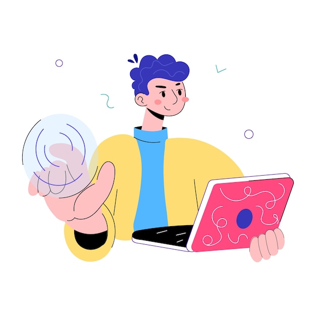 Moderna mini-illustrazione doodle dell'interazione aziendale