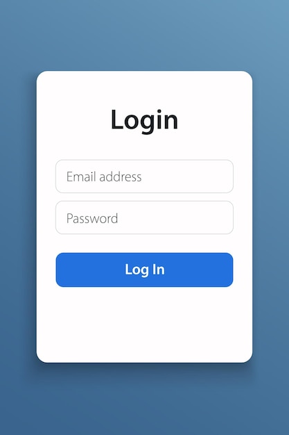 Moderna schermata di accesso con campi di e-mail e password