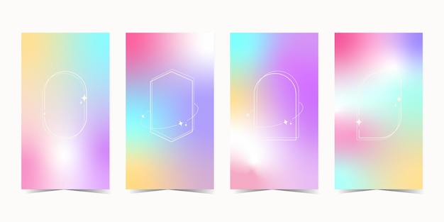 Moderni modelli di design set di copertine di cartelloni e manifesti di banner Estetica minimalista alla moda con gradienti