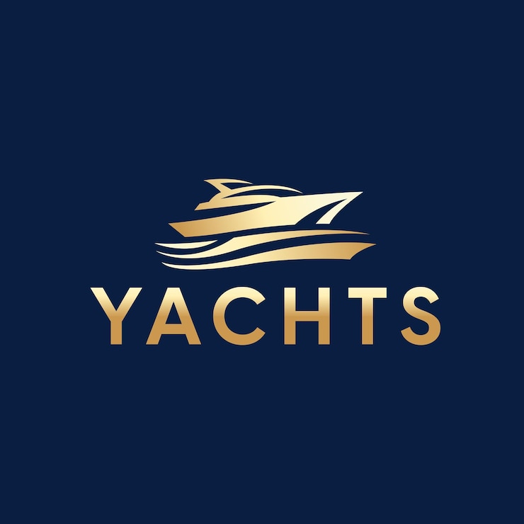 Moderni yacht d'oro di lusso con il logo Wave