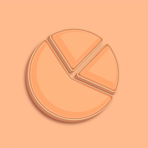 Moderno 3D Peach Fuzz Color Pie Chart Icon con sfondo