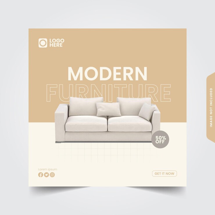 Moderno arredamento Mocca a tema Social Media Template Design