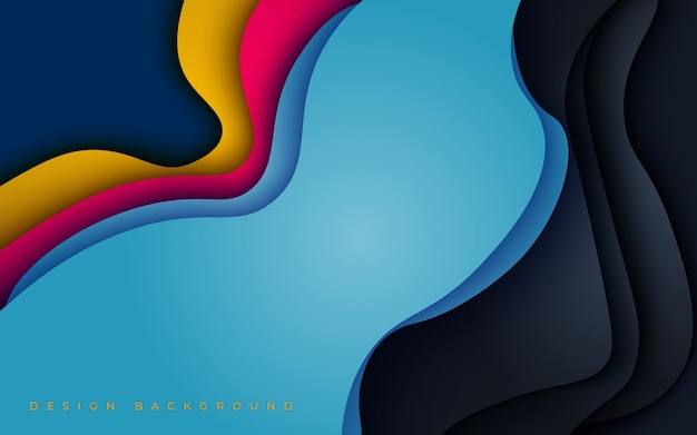 moderno astratto blu morbido, scuro, rosso e giallo papercut ondulato sfondo. vettore eps10