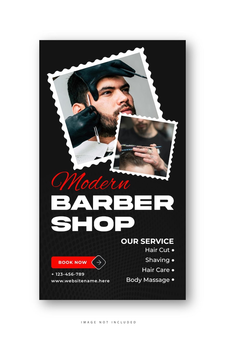 Vettore moderno barbiere instagram post design