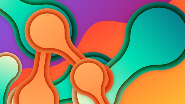 Moderno bloob arancione verde viola colorato astratto geometri design sfondo