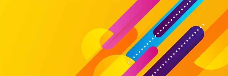 Vettore moderno colorato blu arancione viola rosso sfumato astratto geometrico memphis banner design di sfondo sfondo astratto con linea triangolo quadrato punti mezzitoni e cerchio illustrazione vettoriale