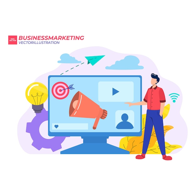 Moderno concetto di design piatto di marketing per banner e sito Web, landing page