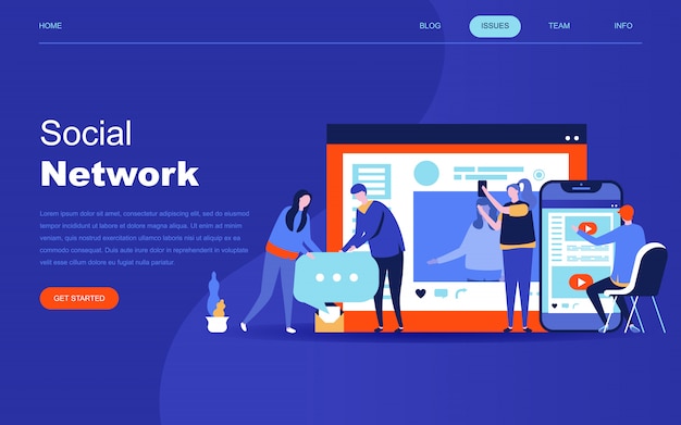 Moderno concetto di design piatto di social network