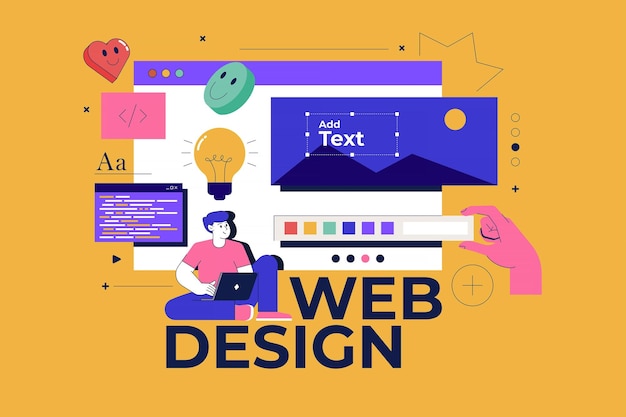 Moderno concetto di linea piatta di Web Design