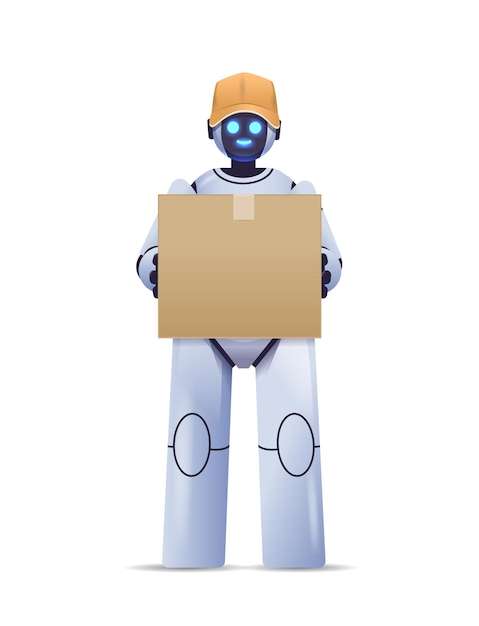 moderno corriere robot robotico consegna azienda scatola di cartone servizio di consegna intelligenza artificiale