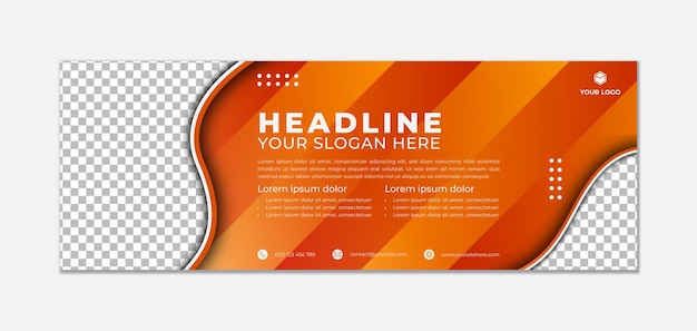 Moderno design di banner sullo sfondo arancione con forme d'onda e linee tagliate