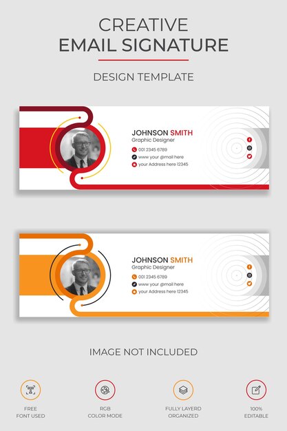 Amp moderno Design unico del modello di firma e-mail Vettore Premium
