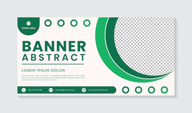 Moderno disegno di striscione a cerchio verde su sfondo bianco