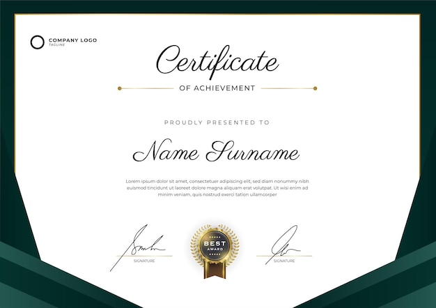 Moderno gradiente elegante modello di certificato per il risultato