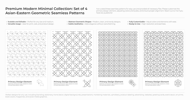 Moderno Minimal Geometric Seamless Pattern Set Arabo Persiano e Orientale Vettore di design bundle