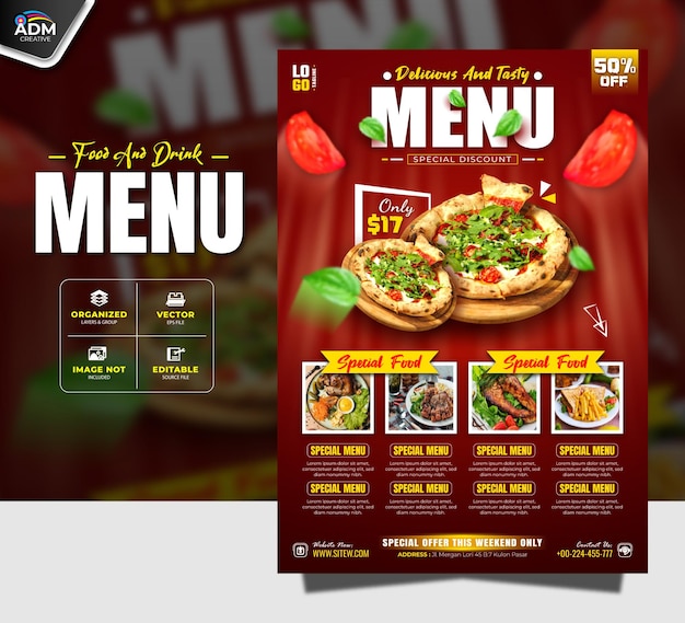 Moderno modello di banner del menu del ristorante