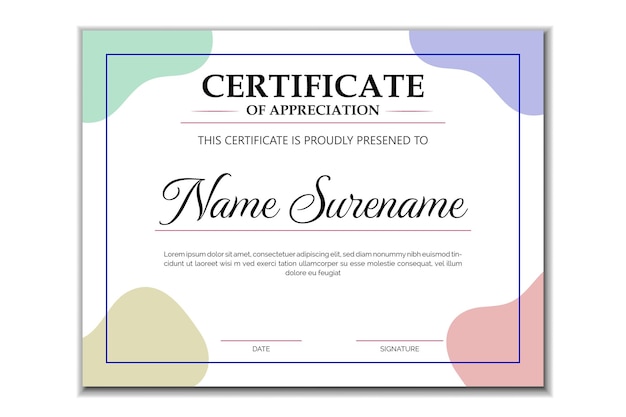 Moderno modello di certificato di design con semplice elegante e lussuoso